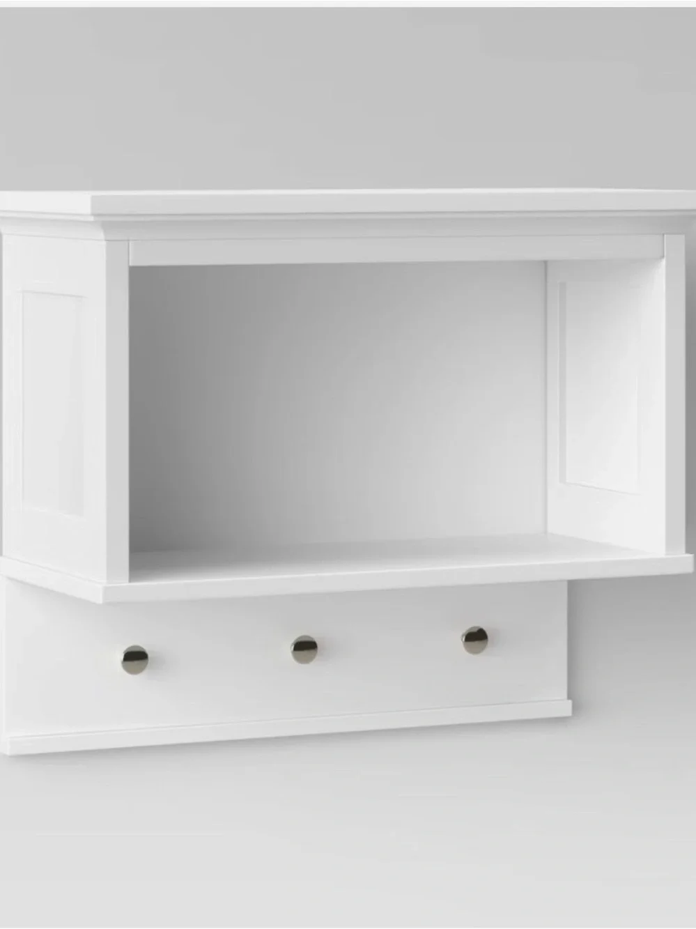 Threshold Wall Shelf with Hooks White : Microfiber Machine Washable